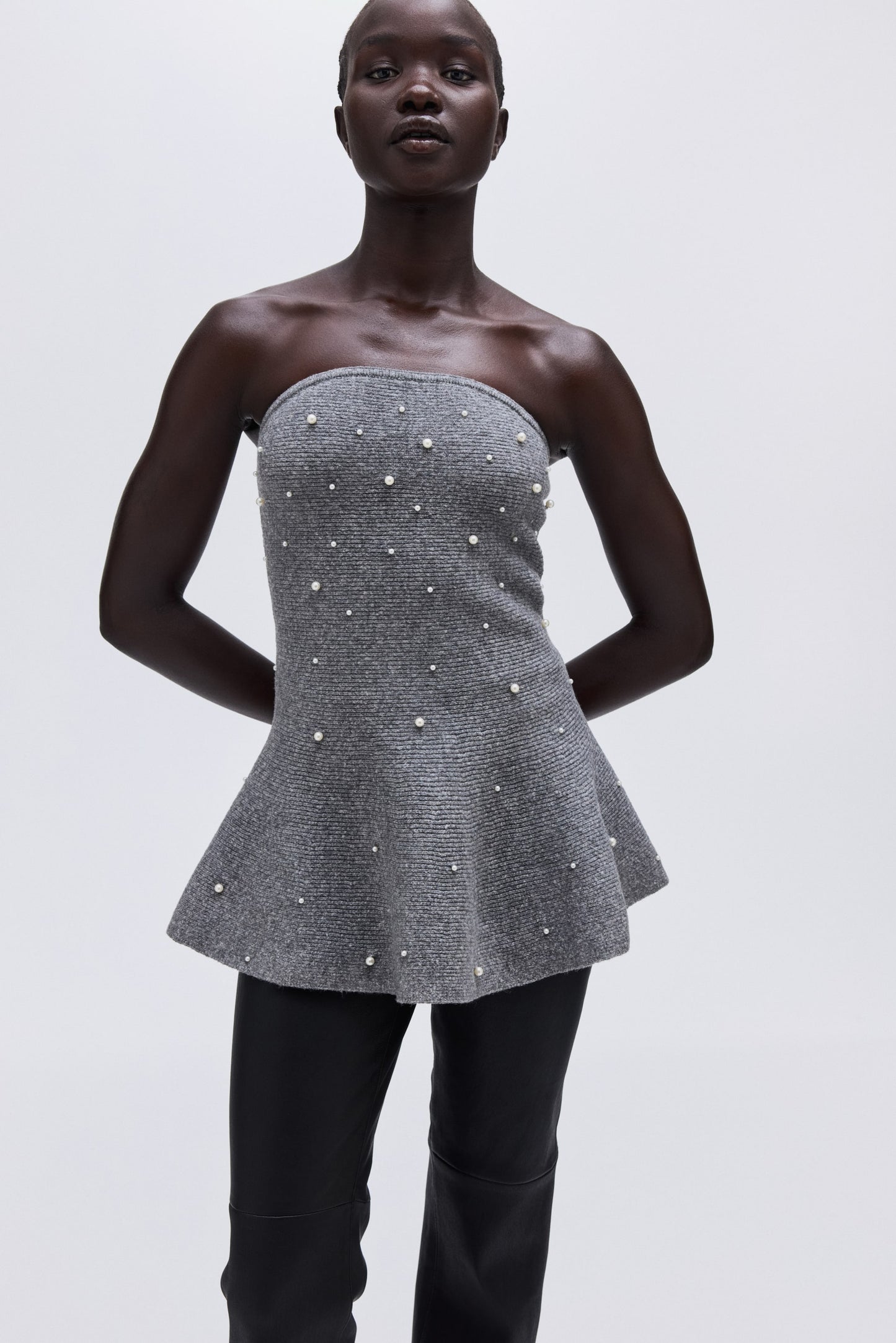 Bead-embellished bandeau top