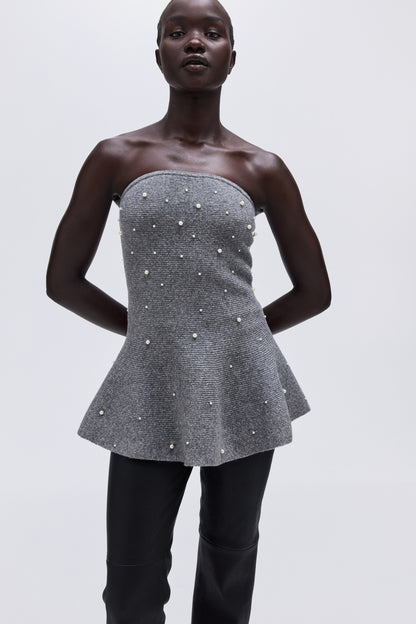 Bead-embellished bandeau top