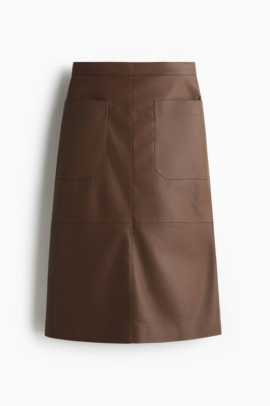 Coated midi skirt