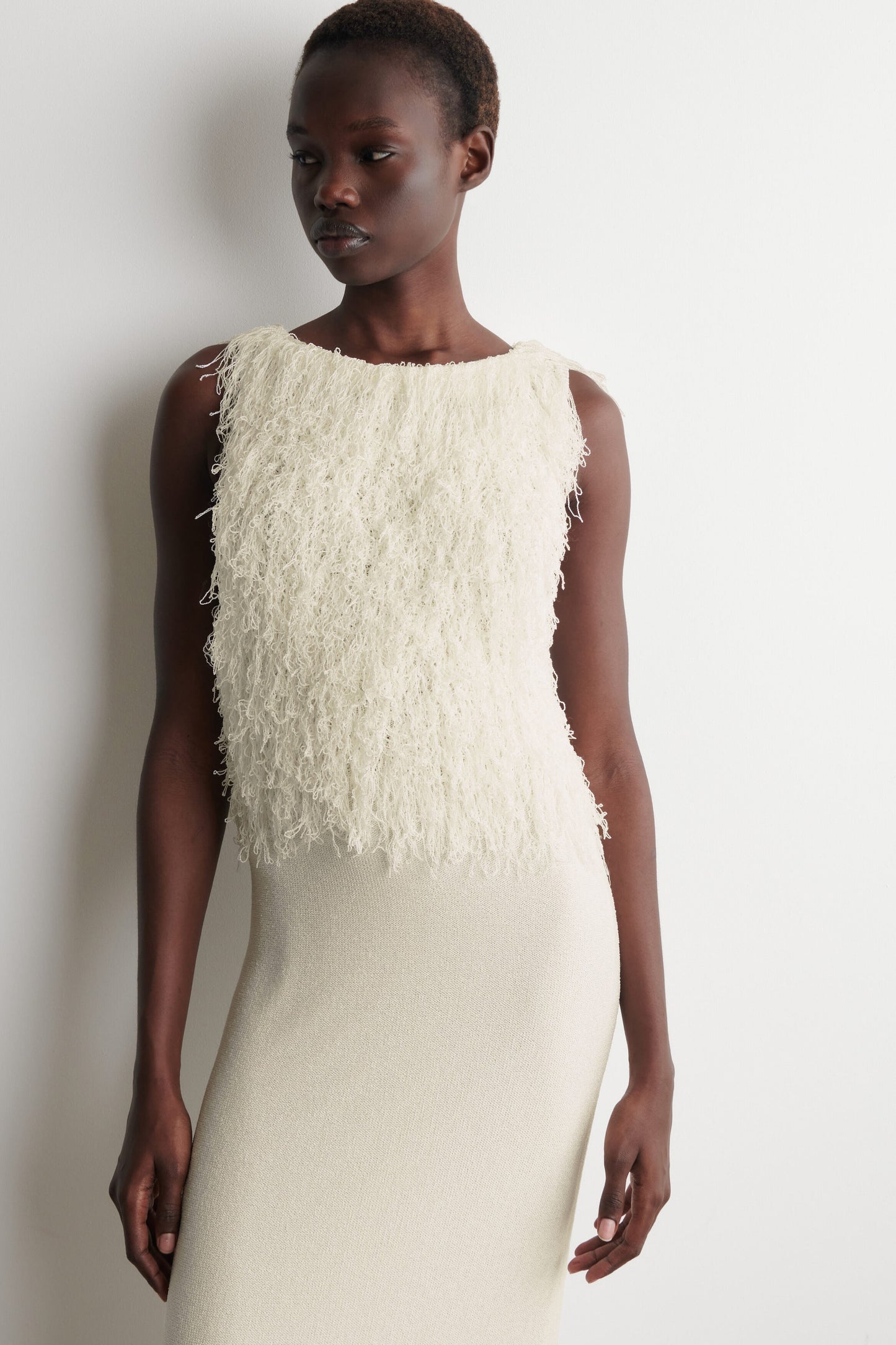 Fringed Knitted Column Dress