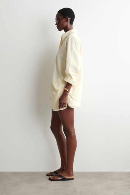 Layered cotton-poplin drawstring shorts