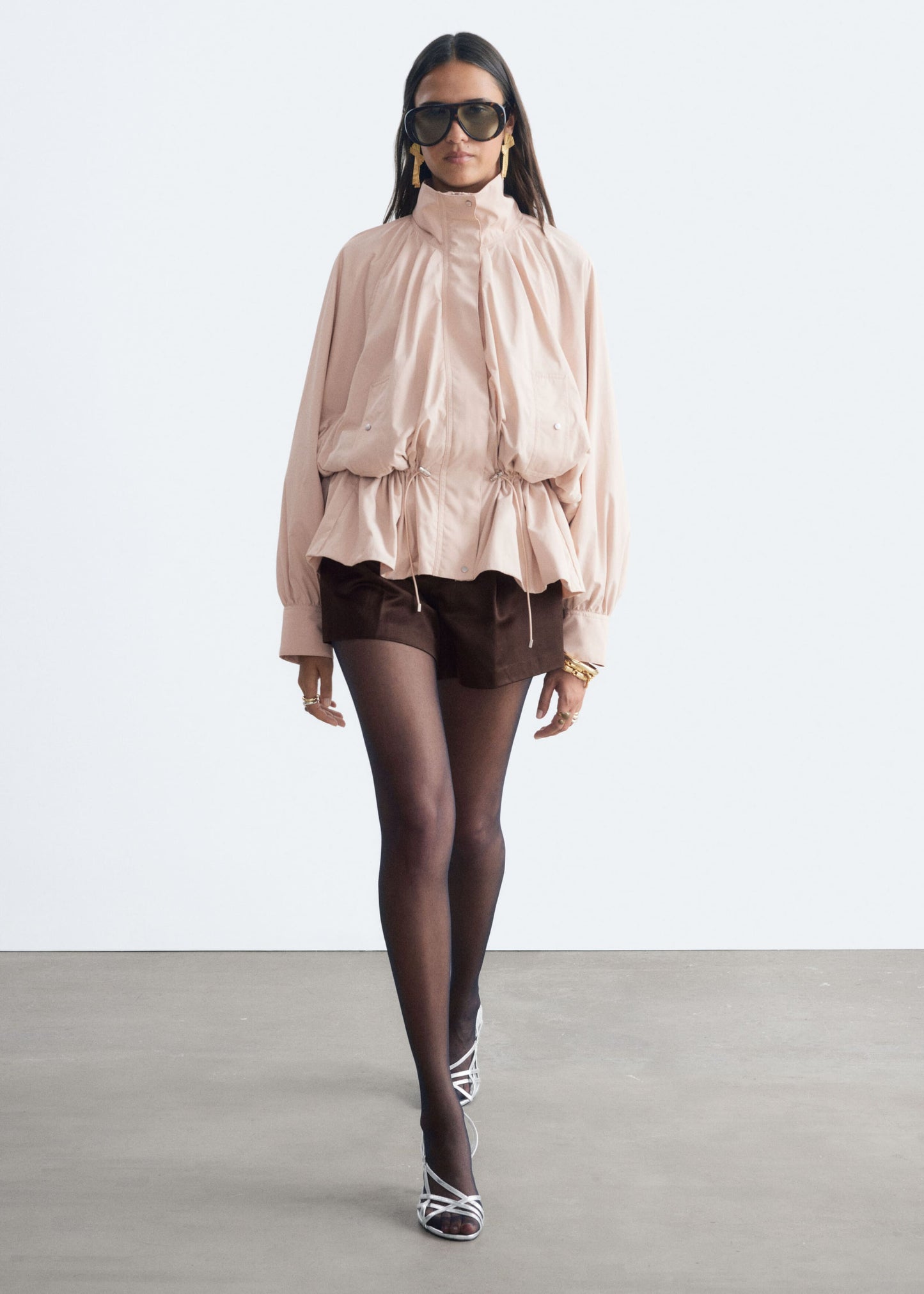 Nylon Funnel-Collar Jacket