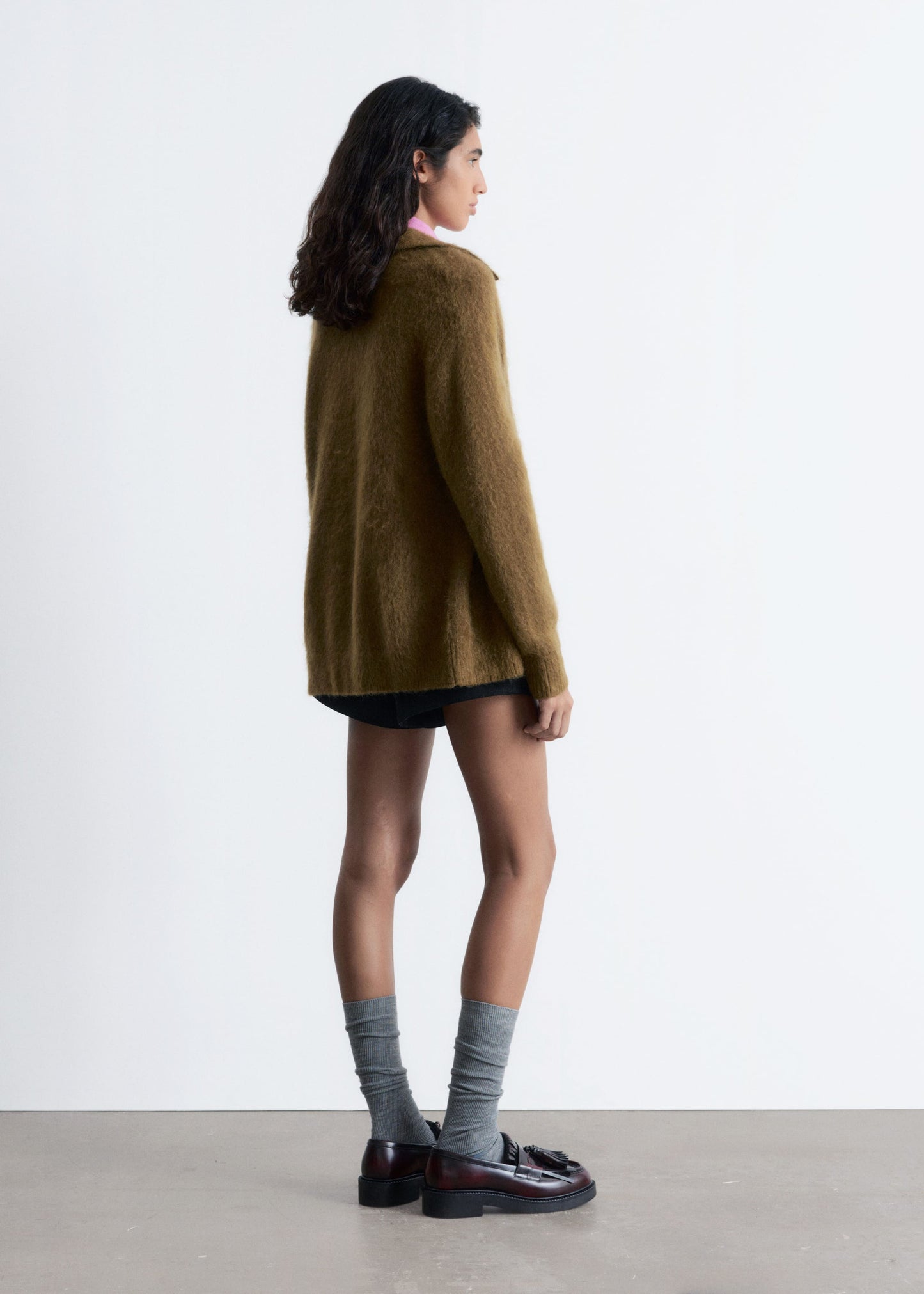 Brushed-Knit Oversized Cardigan