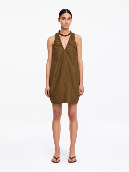 Gathered V-Neck Dress