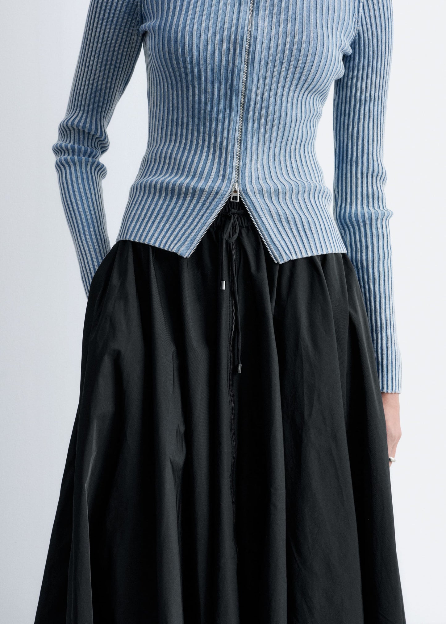 Voluminous Drawstring Midi Skirt