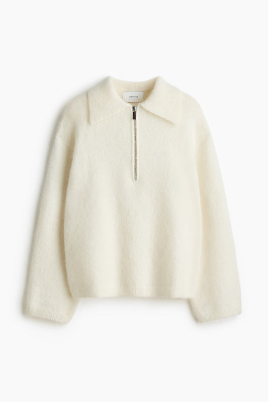 Mohair-blend zip-top jumper