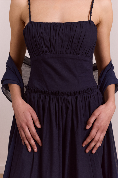 Juno midi dress with sheer scarf