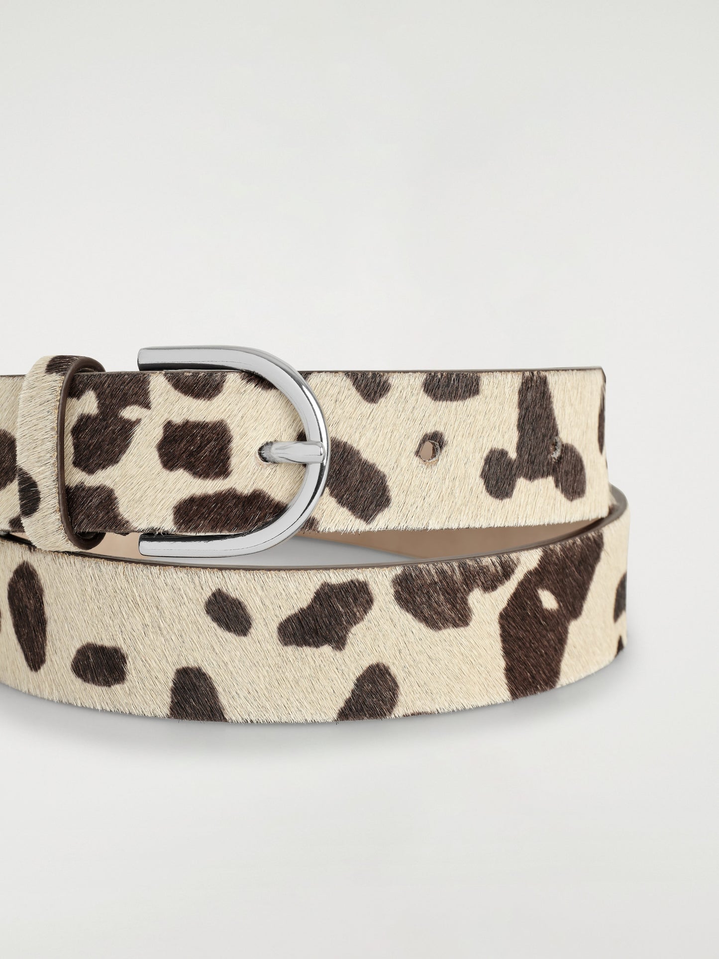 Animal-Print Pony Hair-Effect Leather Belt