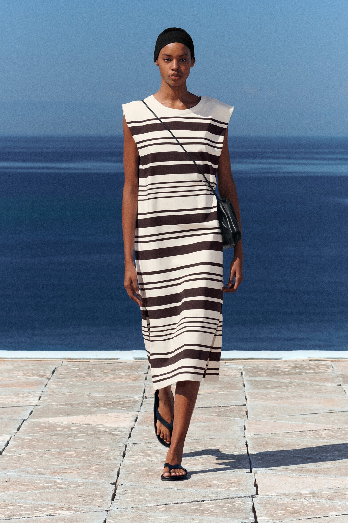 Folded-Shoulder Cotton-Jersey Midi Dress