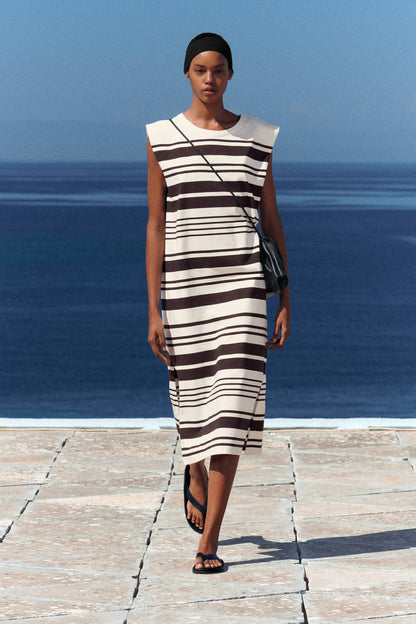 Folded-Shoulder Cotton-Jersey Midi Dress