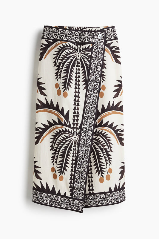 Printed wrap skirt