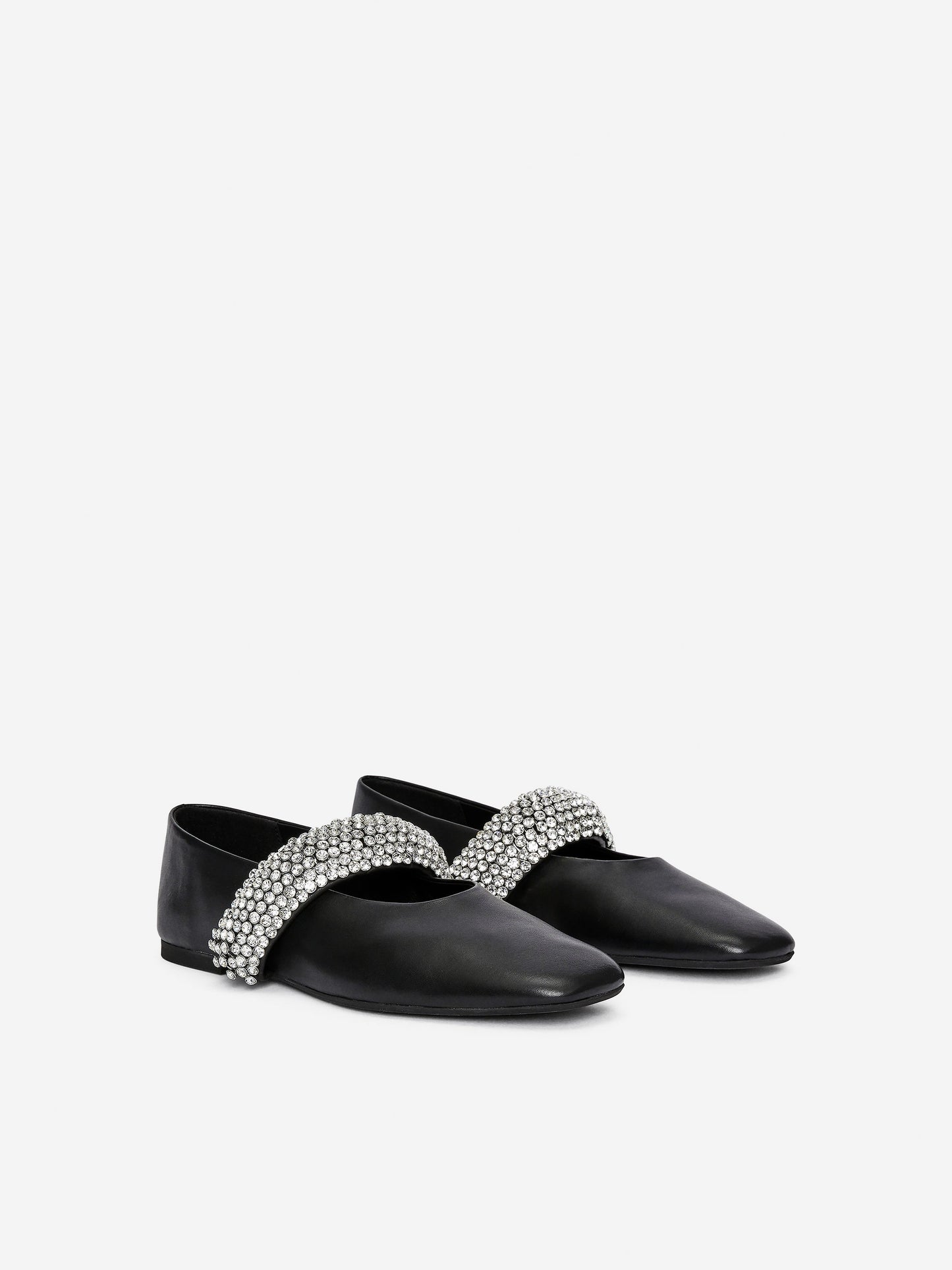 Rhinestone Leather Flats