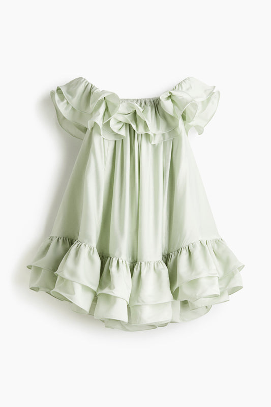 Frilled off-the-shoulder dress