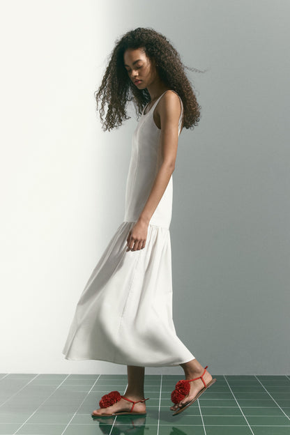 Flared-skirt low-back dress