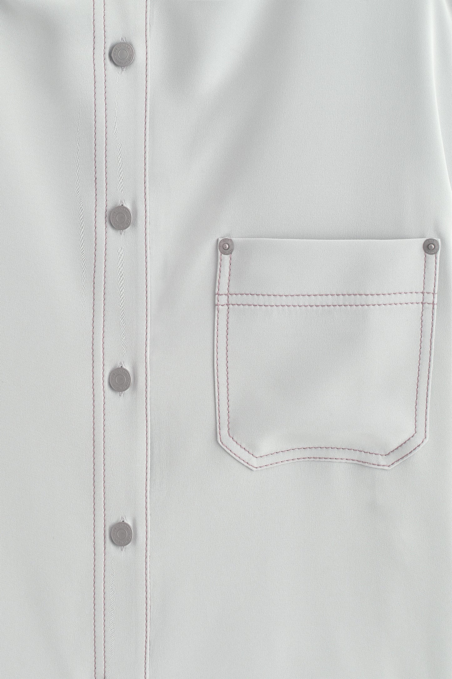 Denim-Effect Silk Funnel-Neck Shirt