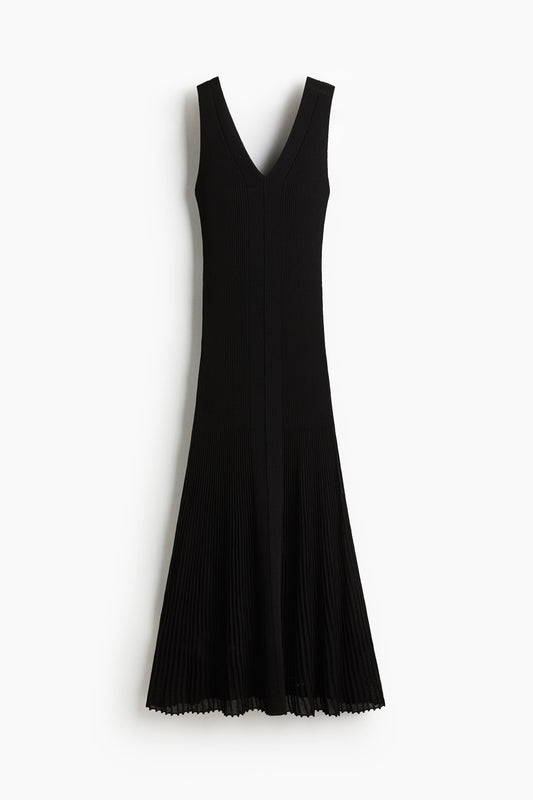 Flared rib-knit dress