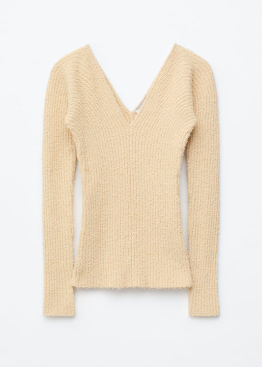 Rib-Knit V-Neck Top