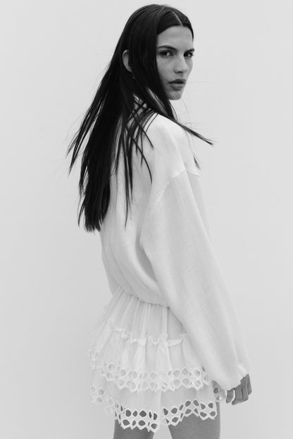 Women's Cream Bubble-hem jacket