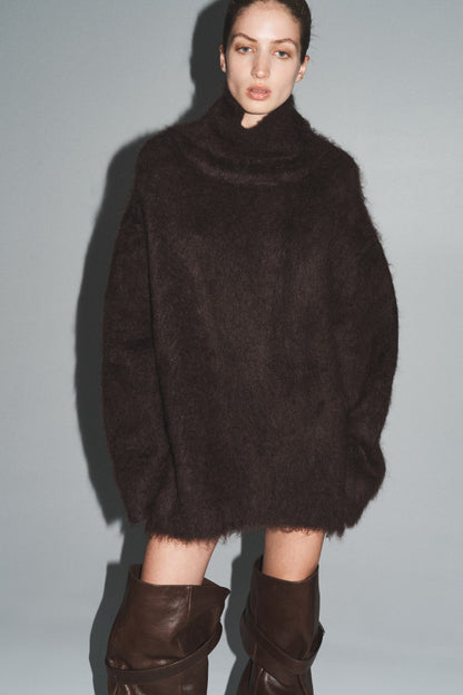 High-collar mohair-blend jumper