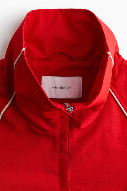Oversized nylon popover jacket