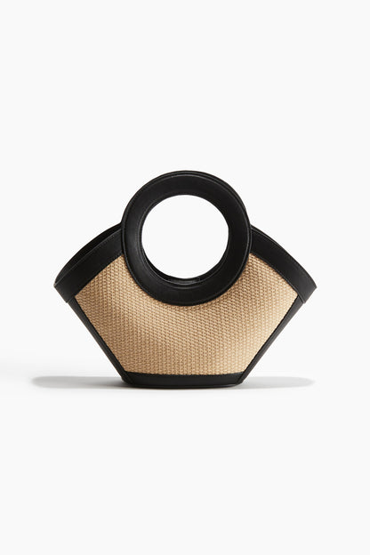 Coated-detail straw handbag