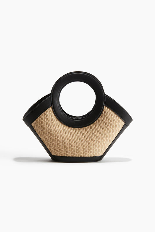 Coated-detail straw handbag