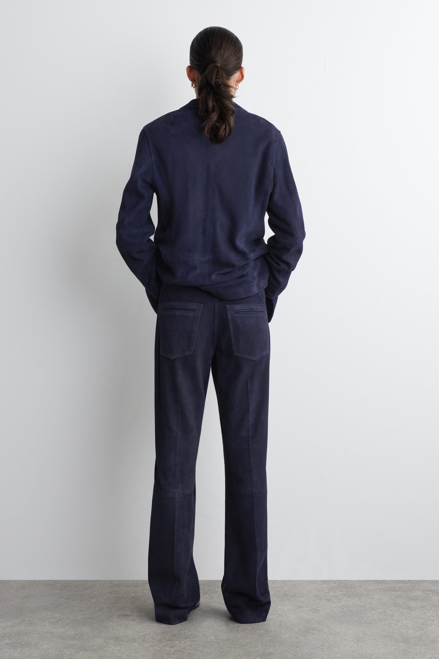 Suede Straight-Leg Trousers