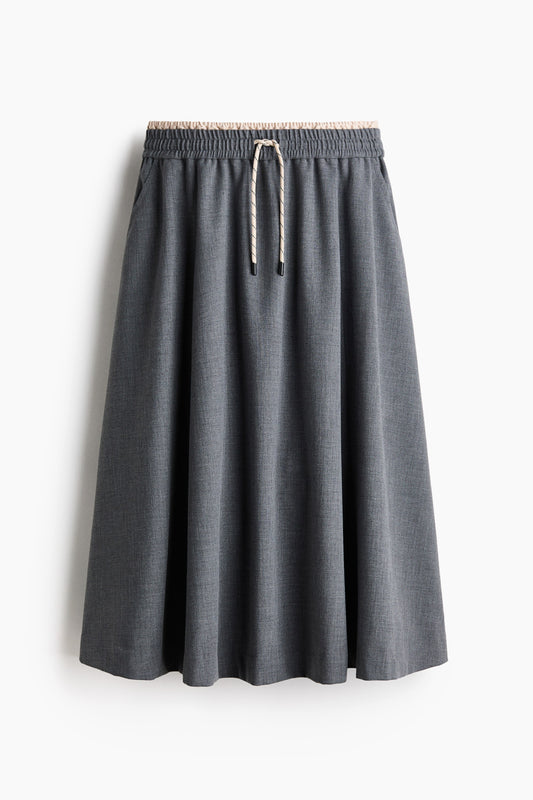 Drawstring midi skirt