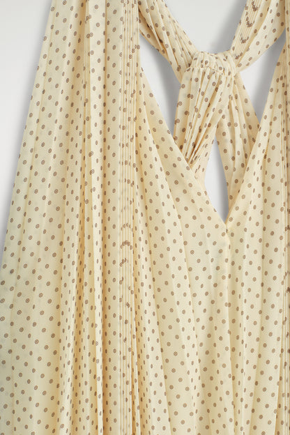 Tie-detail pleated georgette maxi dress