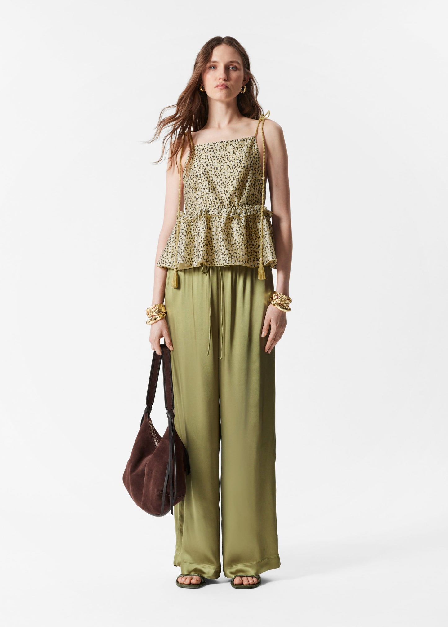Peplum-Frill Strap Top