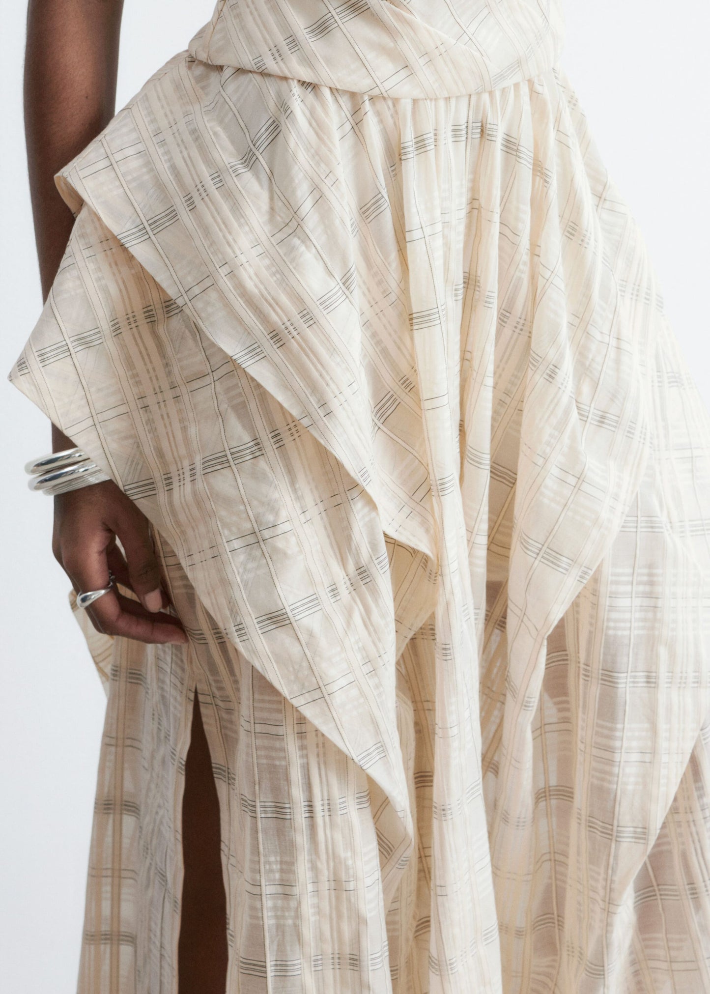 Gathered Cotton Midi Skirt