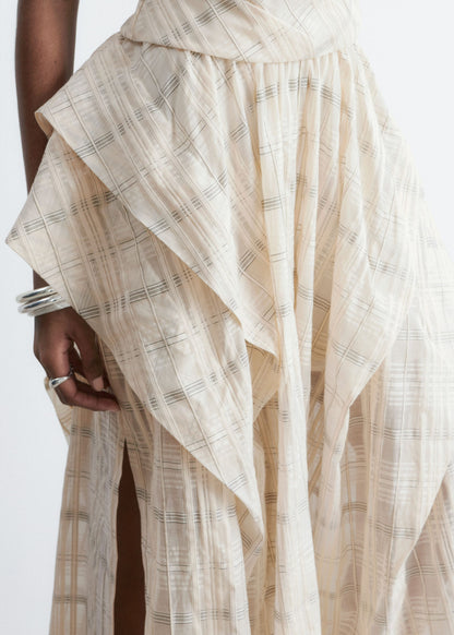 Gathered Cotton Midi Skirt