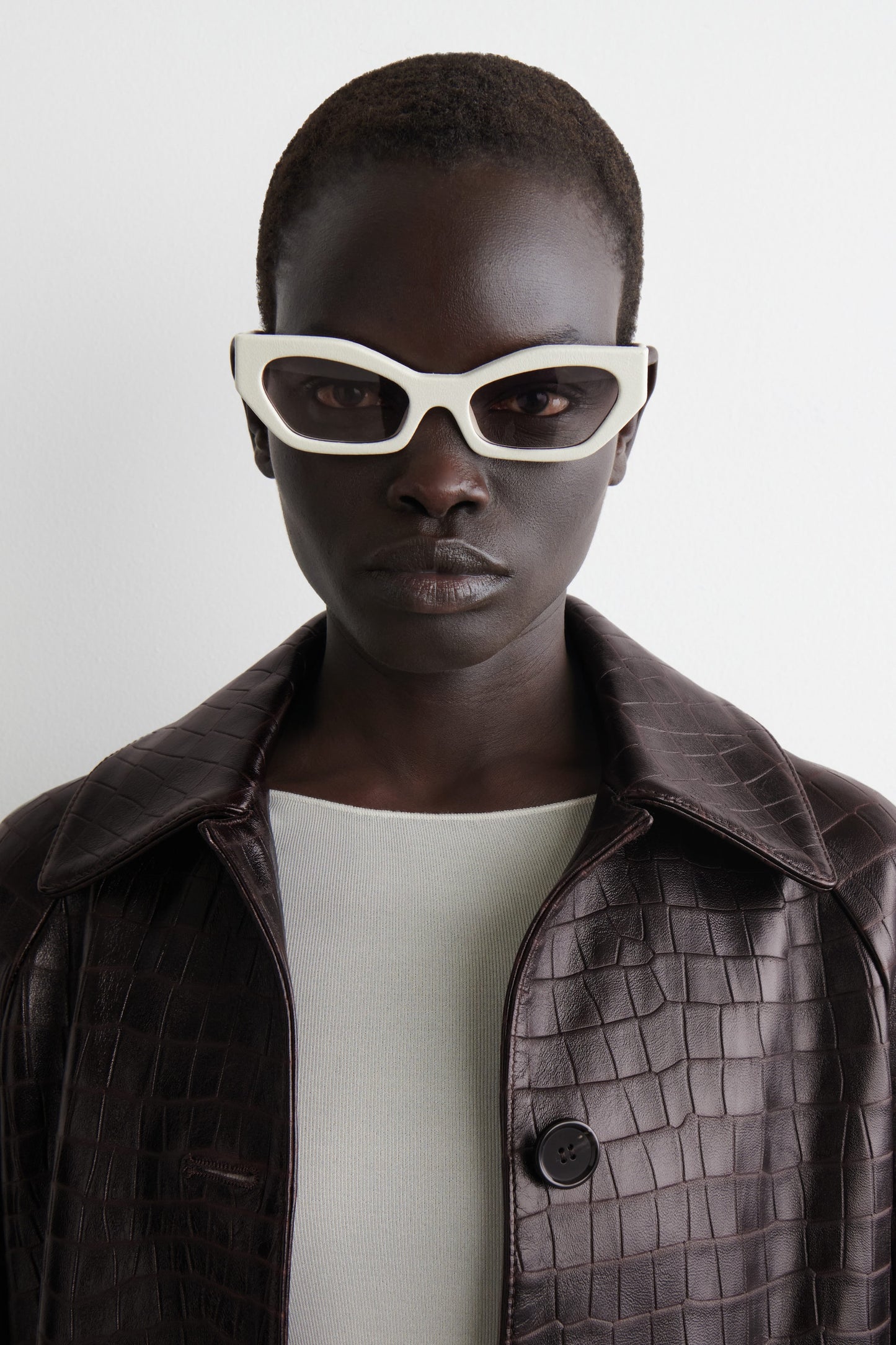 Leather Cat-Eye Sunglasses