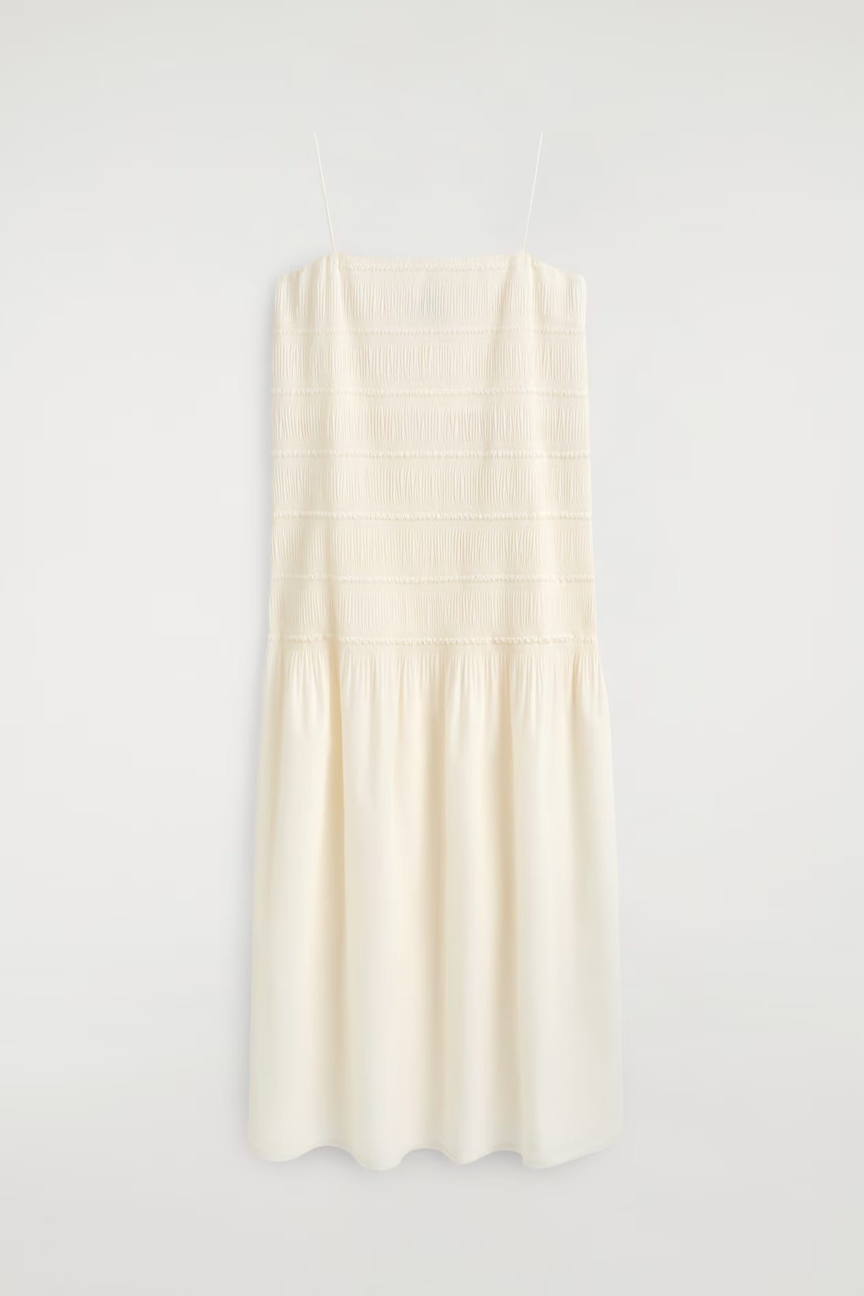 Ruched dropped-waist poplin midi dress