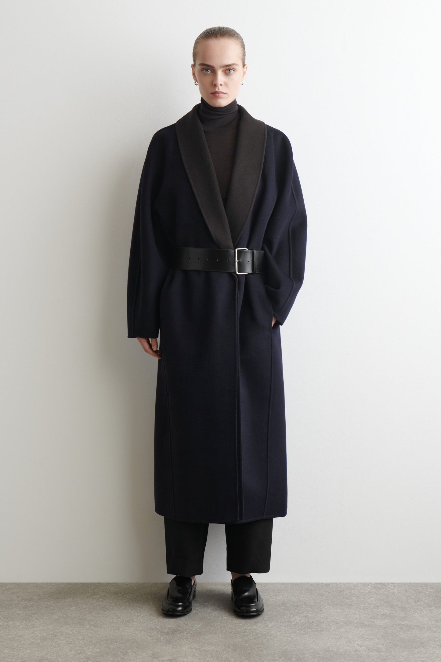 Double-Faced Wool Shawl-Collar Coat