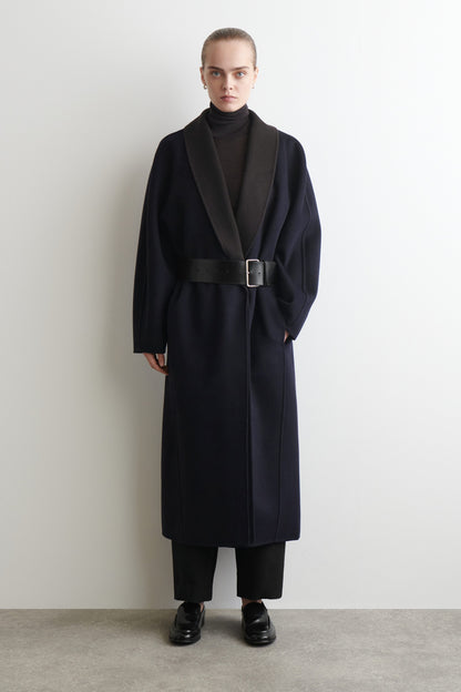 Double-Faced Wool Shawl-Collar Coat