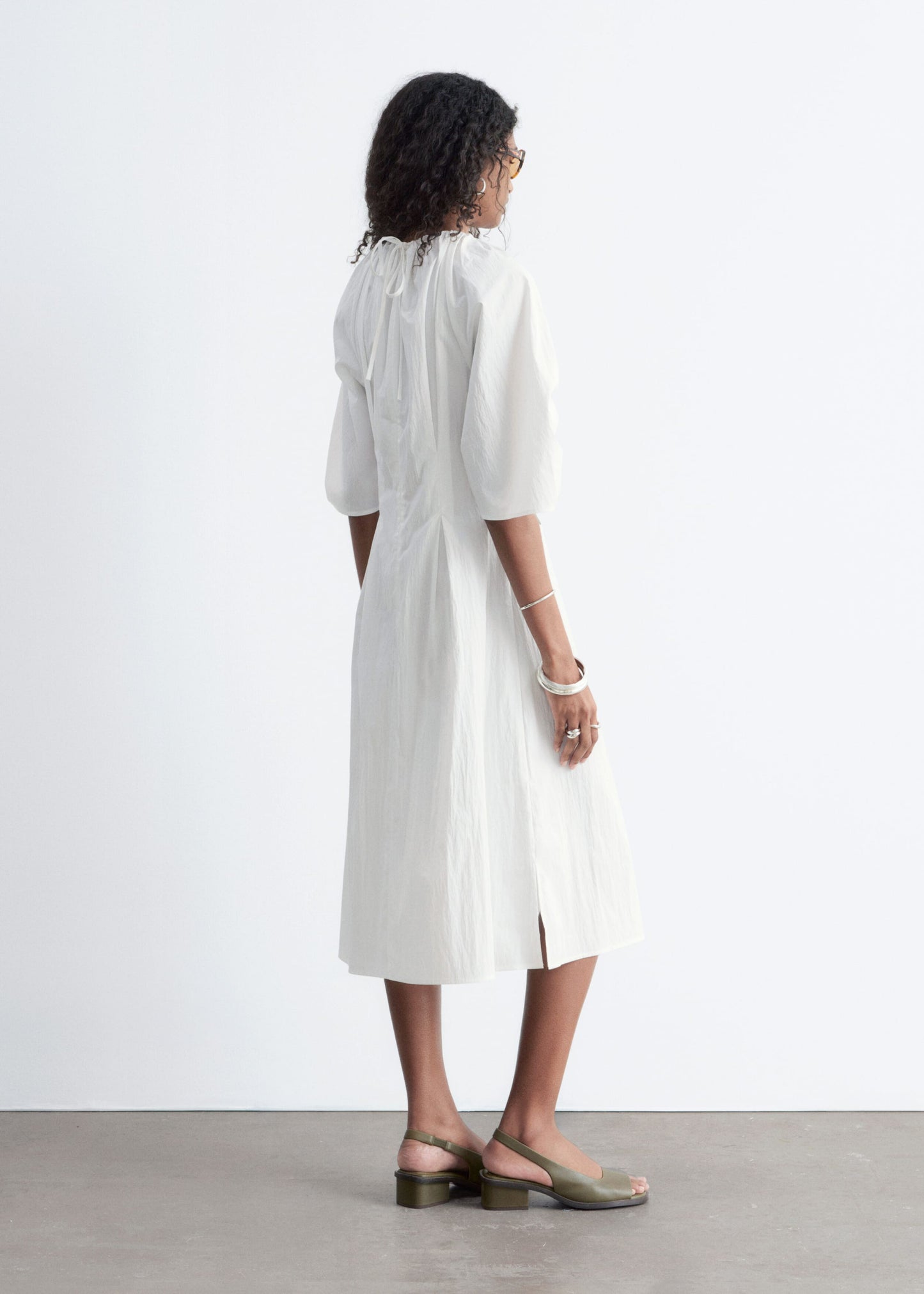 Sculptural Drawstring Midi Dress