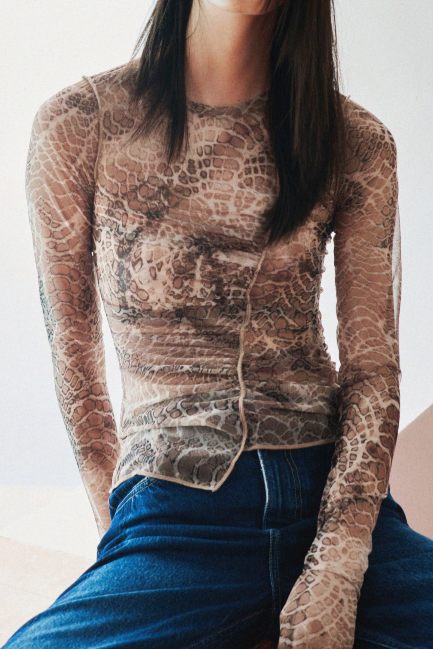 Draped mesh top