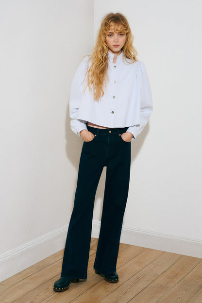 Shoulder-pad twill shirt