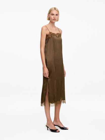 Lace-Trimmed Slip Dress