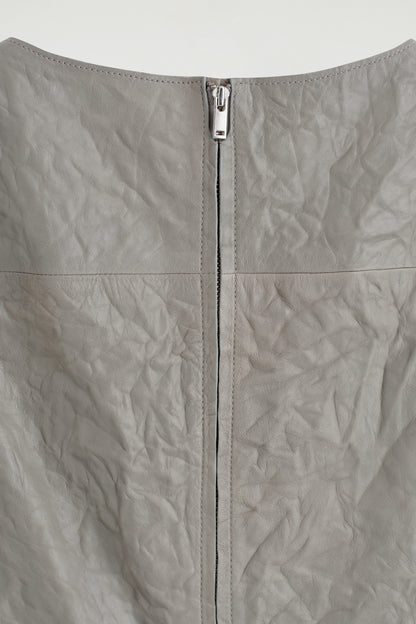 Textured-Leather Shift Dress