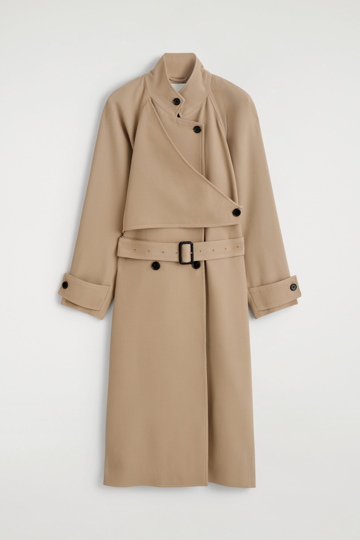Wrap-Over Wool-Twill Trench Coat
