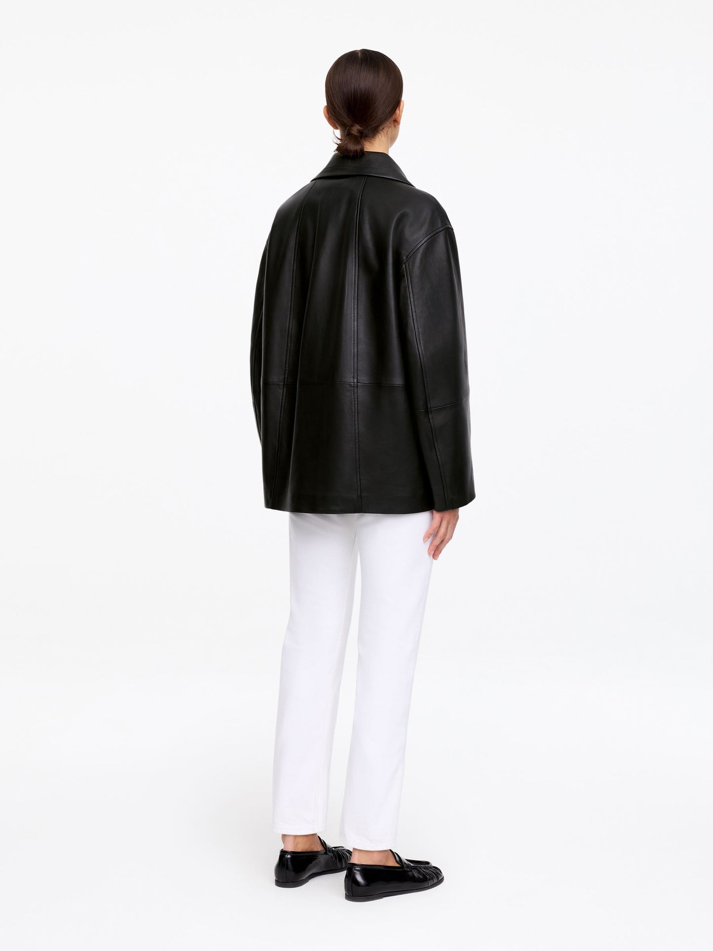 Funnel-Neck Leather Jacket