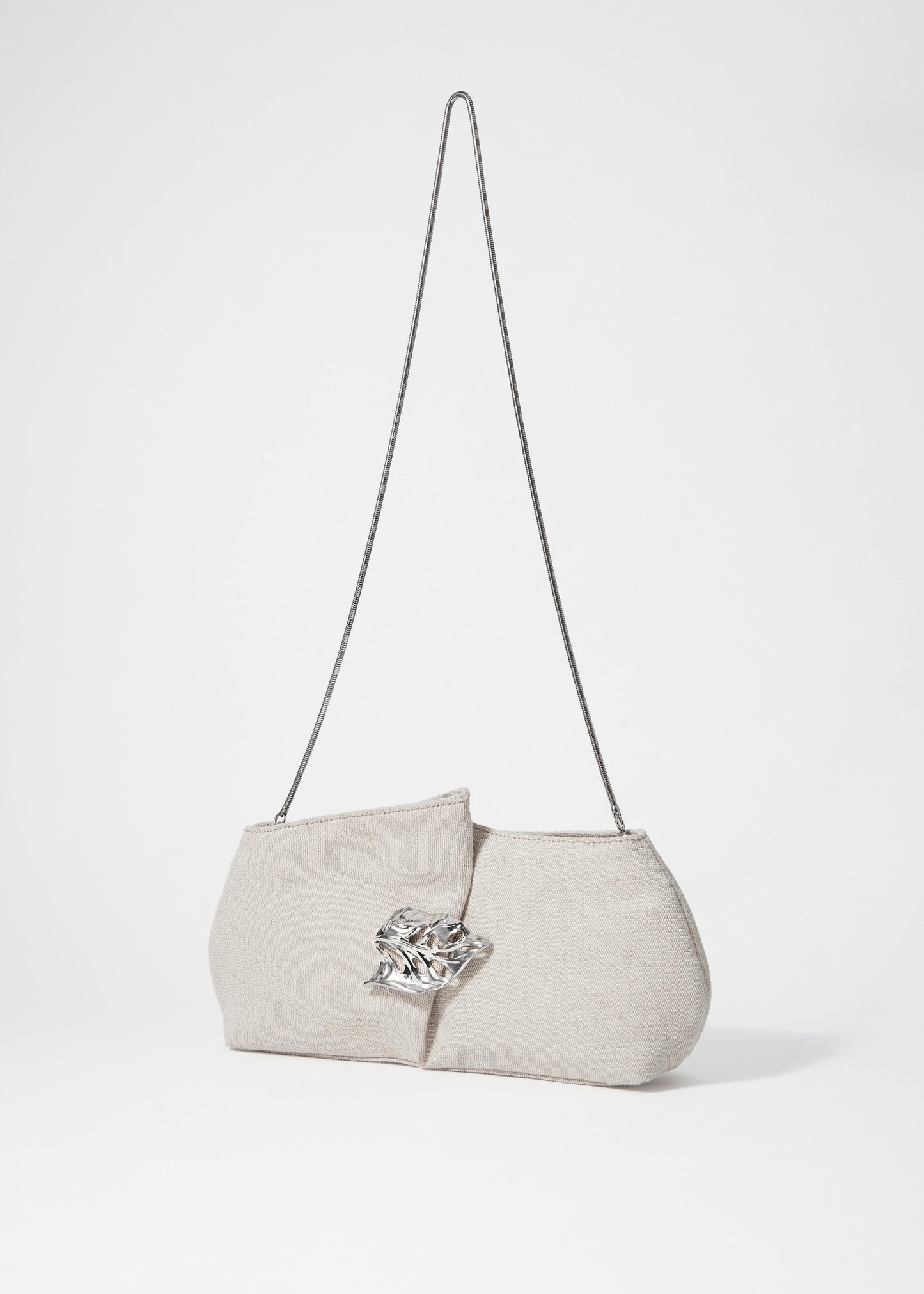 Leaf-Brooch Canvas Clutch