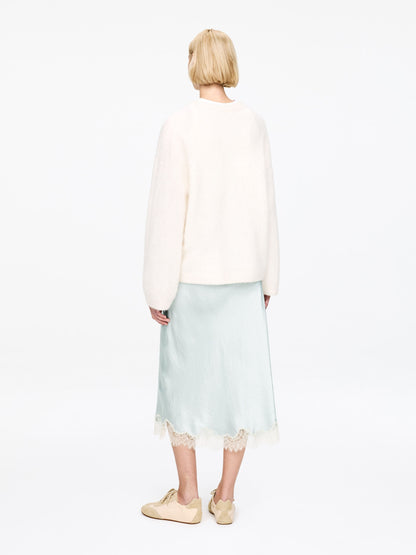 Lace-Detail Satin Skirt