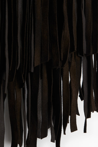 Fringed suede skirt