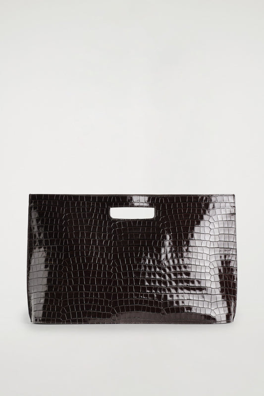 Folio Croc-Effect Leather Oversized Bag