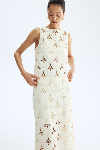 Crochet-look pencil skirt