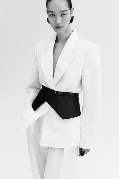 Linen-blend blazer