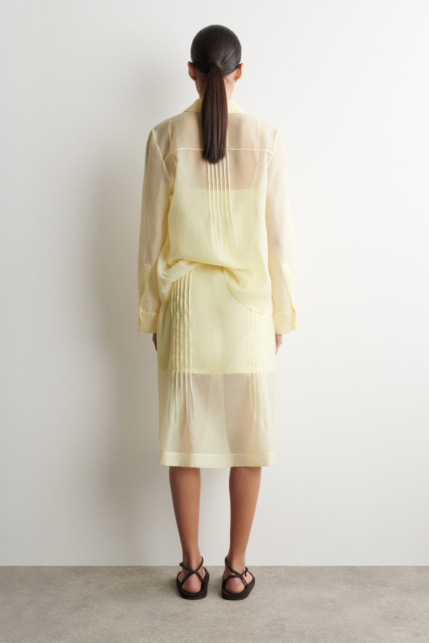 Sheer pintucked skirt
